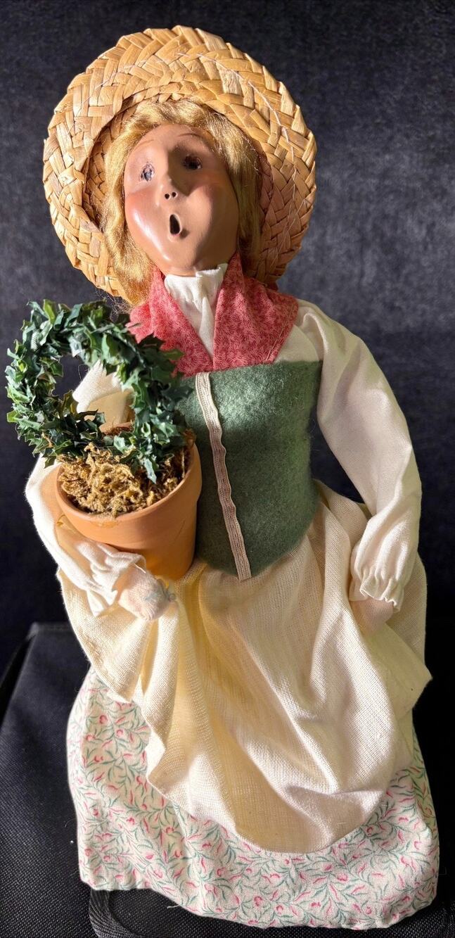 Byers Choice Williamsburg Colonial Woman With Topiary Signed and Dated 2001